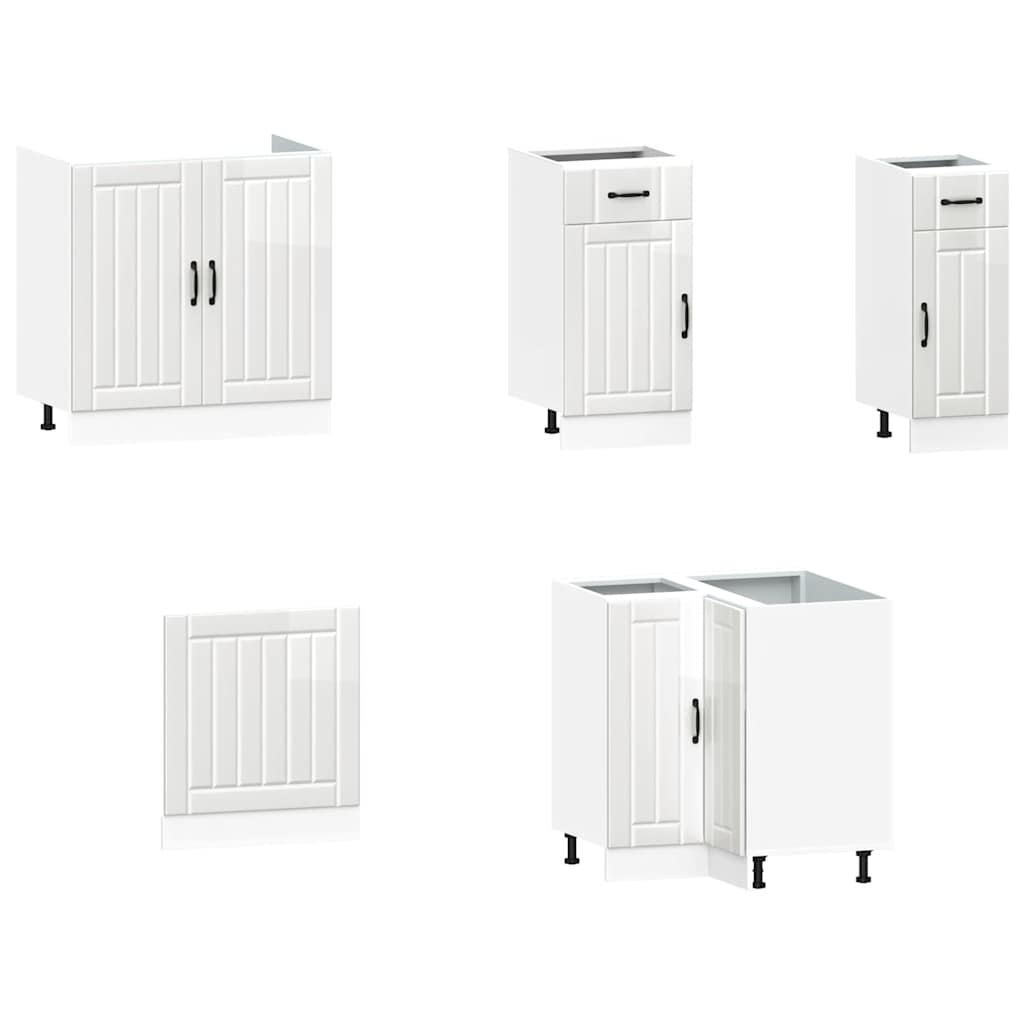 Ensemble de 11 meubles de cuisine Lucca en bois blanc brillant