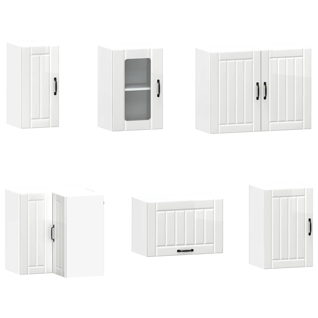 Ensemble de 11 meubles de cuisine Lucca en bois blanc brillant