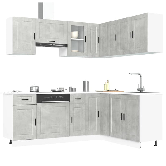 11-piece kitchen cabinet set Porto concrete grey wood-based panel