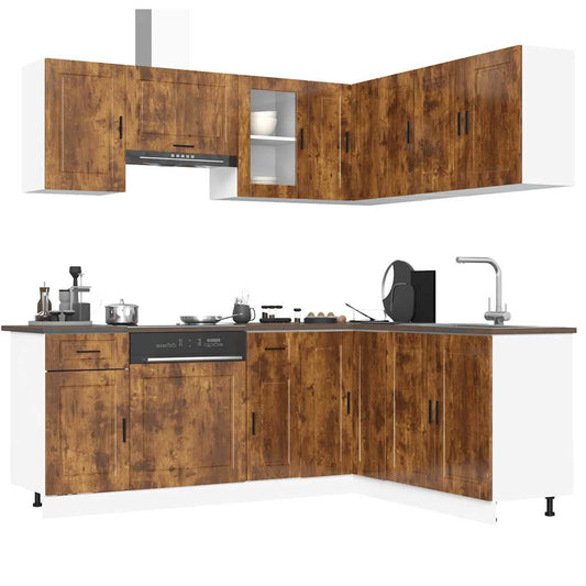 11-piece kitchen cabinet set Porto smoked oak wood material