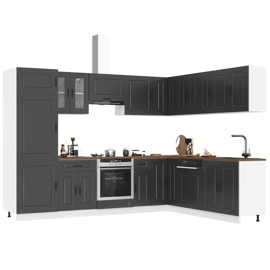 14-piece kitchen cabinet set Kalmar Black wood-based panel