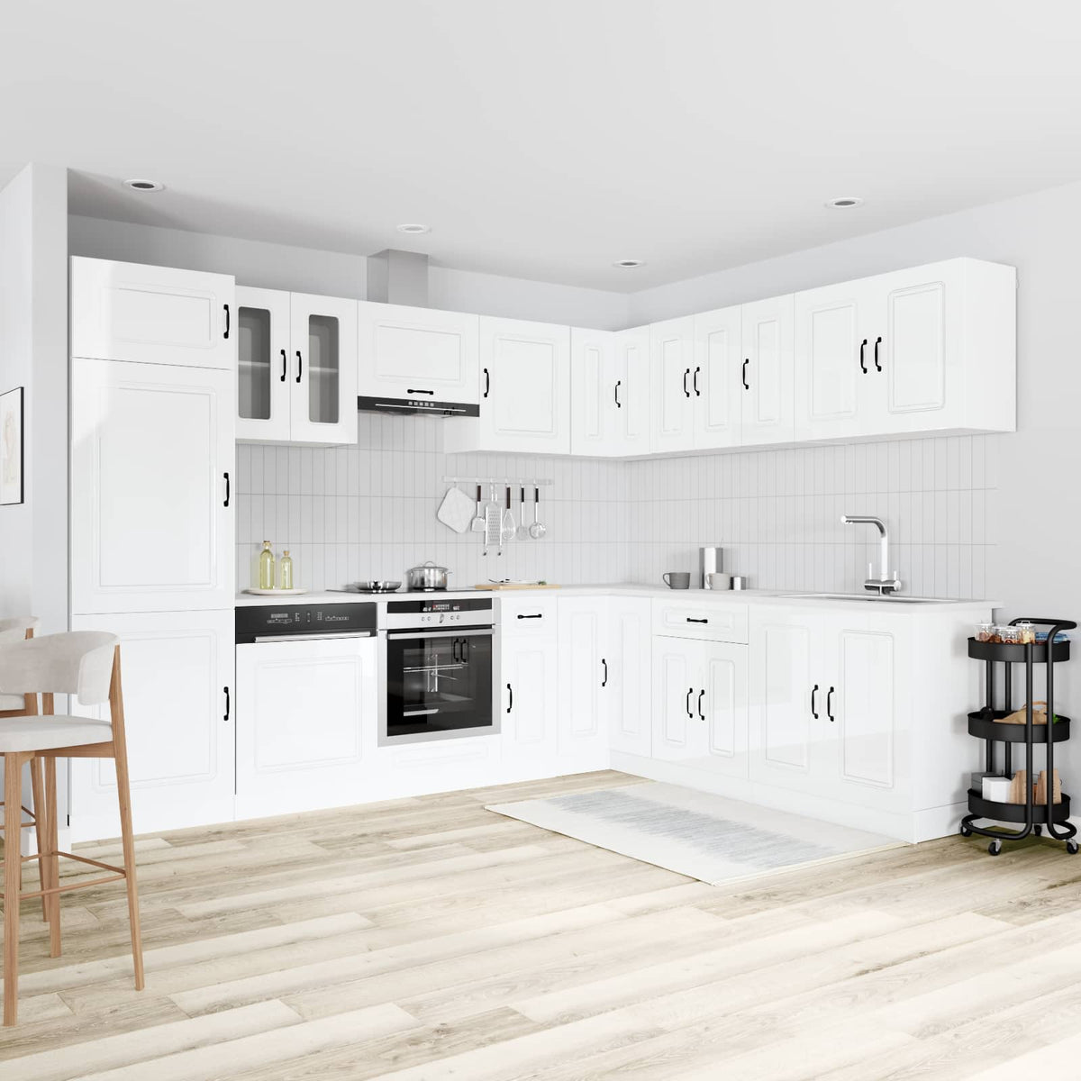 14-tlg. Küchenschrank-Set Kalmar Hochglanz-Weiß Holzwerkstoff
