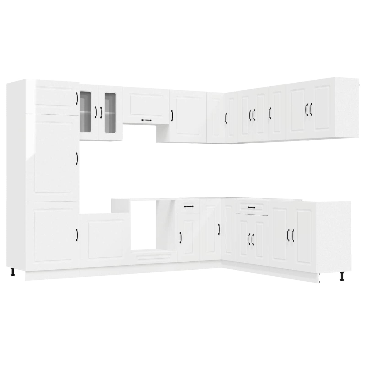14-tlg. Küchenschrank-Set Kalmar Hochglanz-Weiß Holzwerkstoff