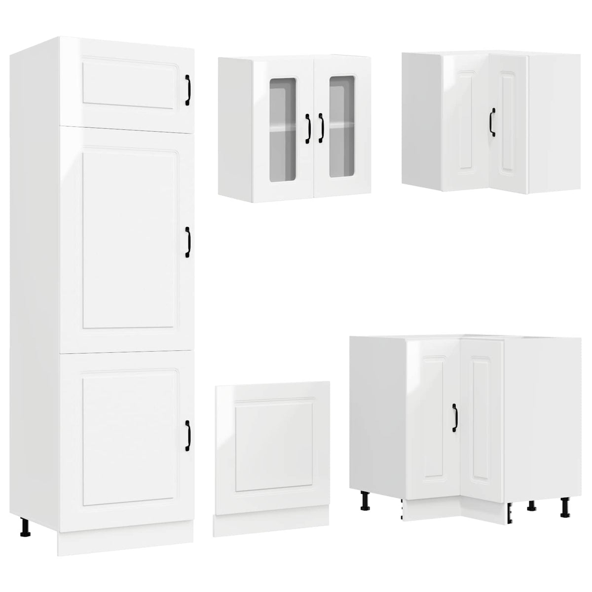 14-tlg. Küchenschrank-Set Kalmar Hochglanz-Weiß Holzwerkstoff
