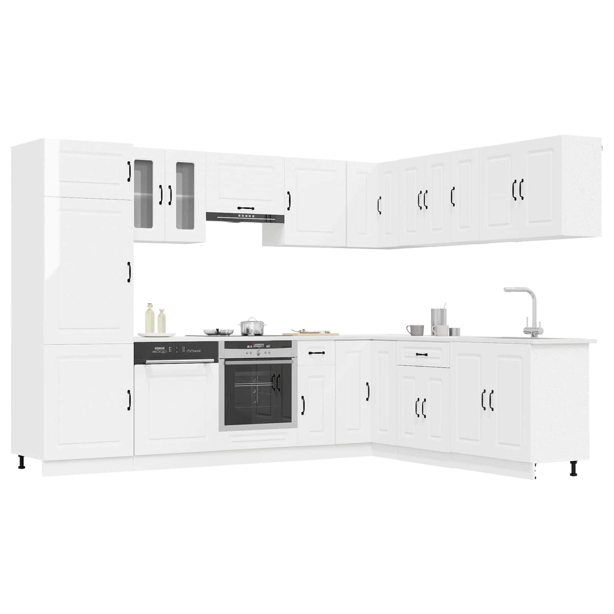 14-tlg. Küchenschrank-Set Kalmar Hochglanz-Weiß Holzwerkstoff