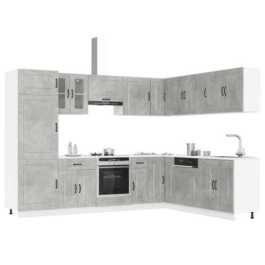 14-piece kitchen cabinet set Kalmar concrete grey wood-based panel