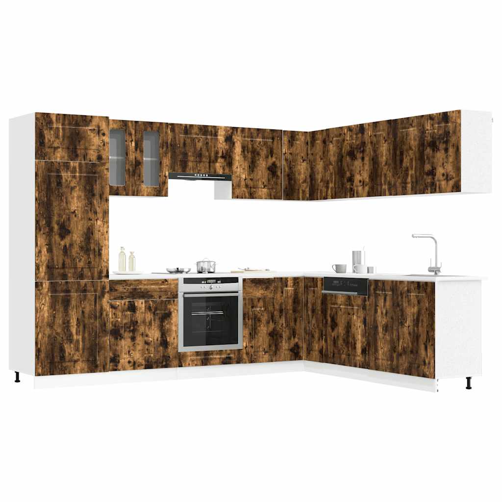 14-tlg. Küchenschrank-Set Kalmar Räuchereiche Holzwerkstoff