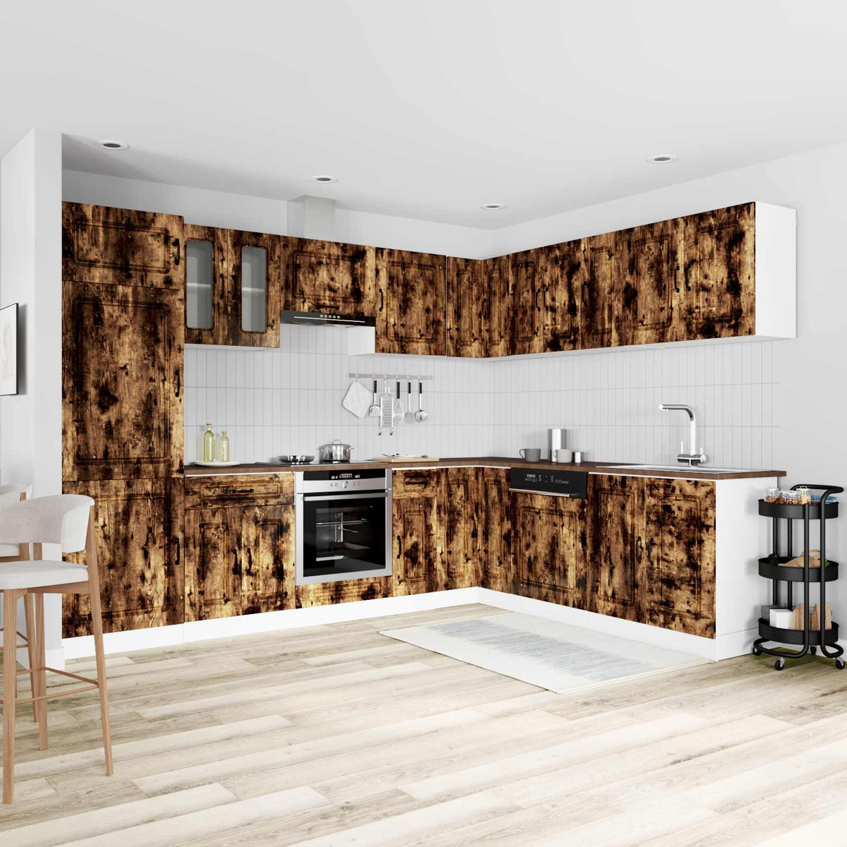 14-tlg. Küchenschrank-Set Kalmar Räuchereiche Holzwerkstoff