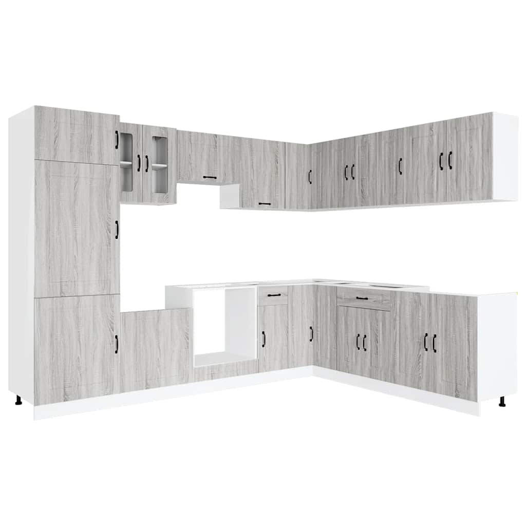 14-tlg. Küchenschrank-Set Kalmar Grau Sonoma Holzwerkstoff