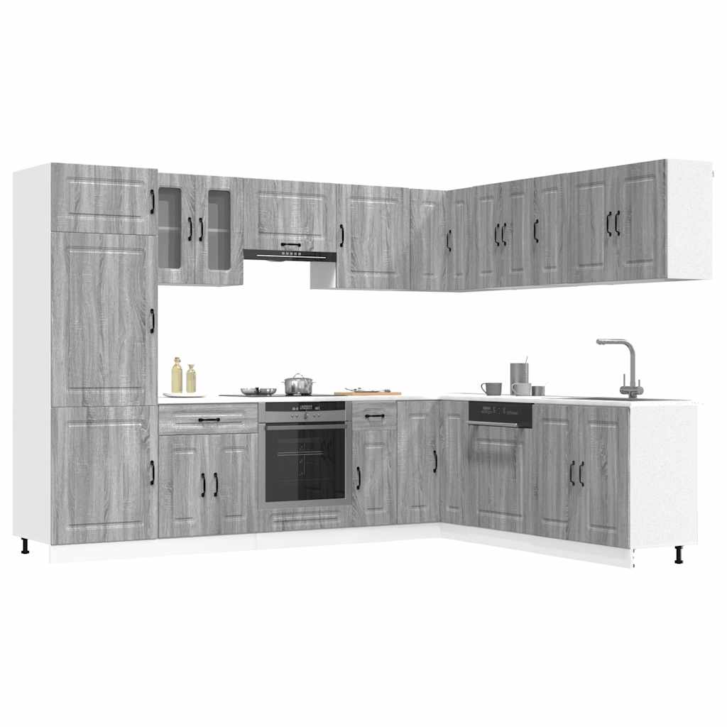14-tlg. Küchenschrank-Set Kalmar Grau Sonoma Holzwerkstoff