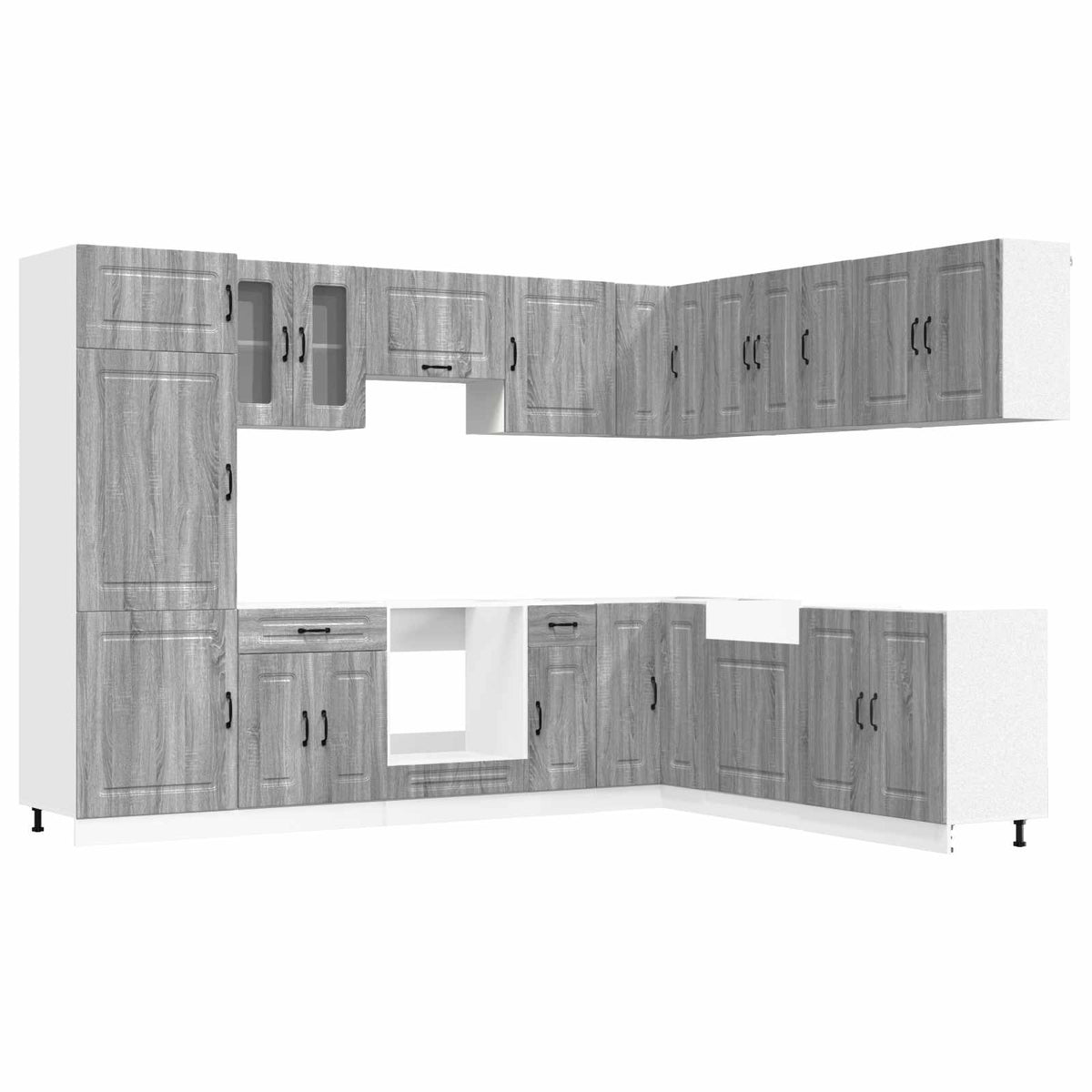 14-tlg. Küchenschrank-Set Kalmar Grau Sonoma Holzwerkstoff