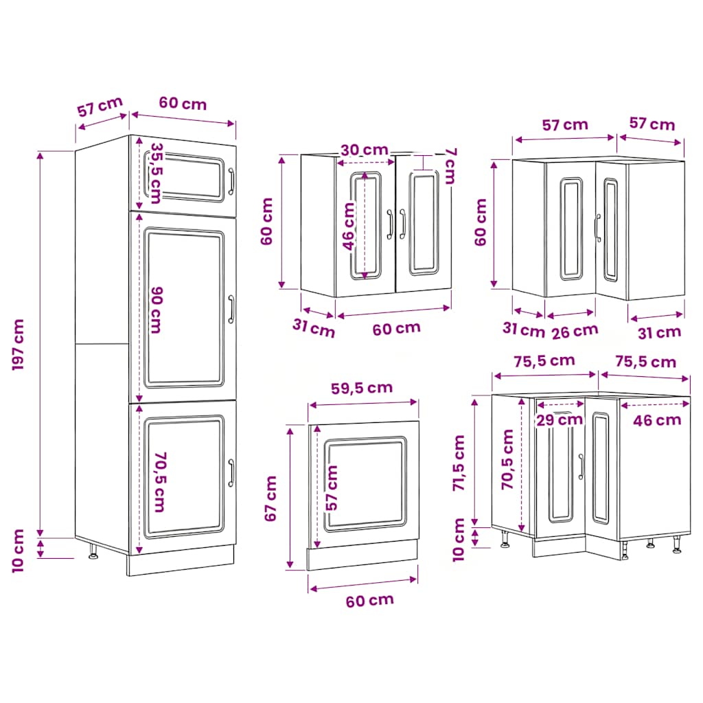 14-tlg. Küchenschrank-Set Kalmar Altholz-Optik Holzwerkstoff