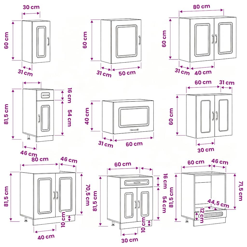 14-tlg. Küchenschrank-Set Kalmar Altholz-Optik Holzwerkstoff