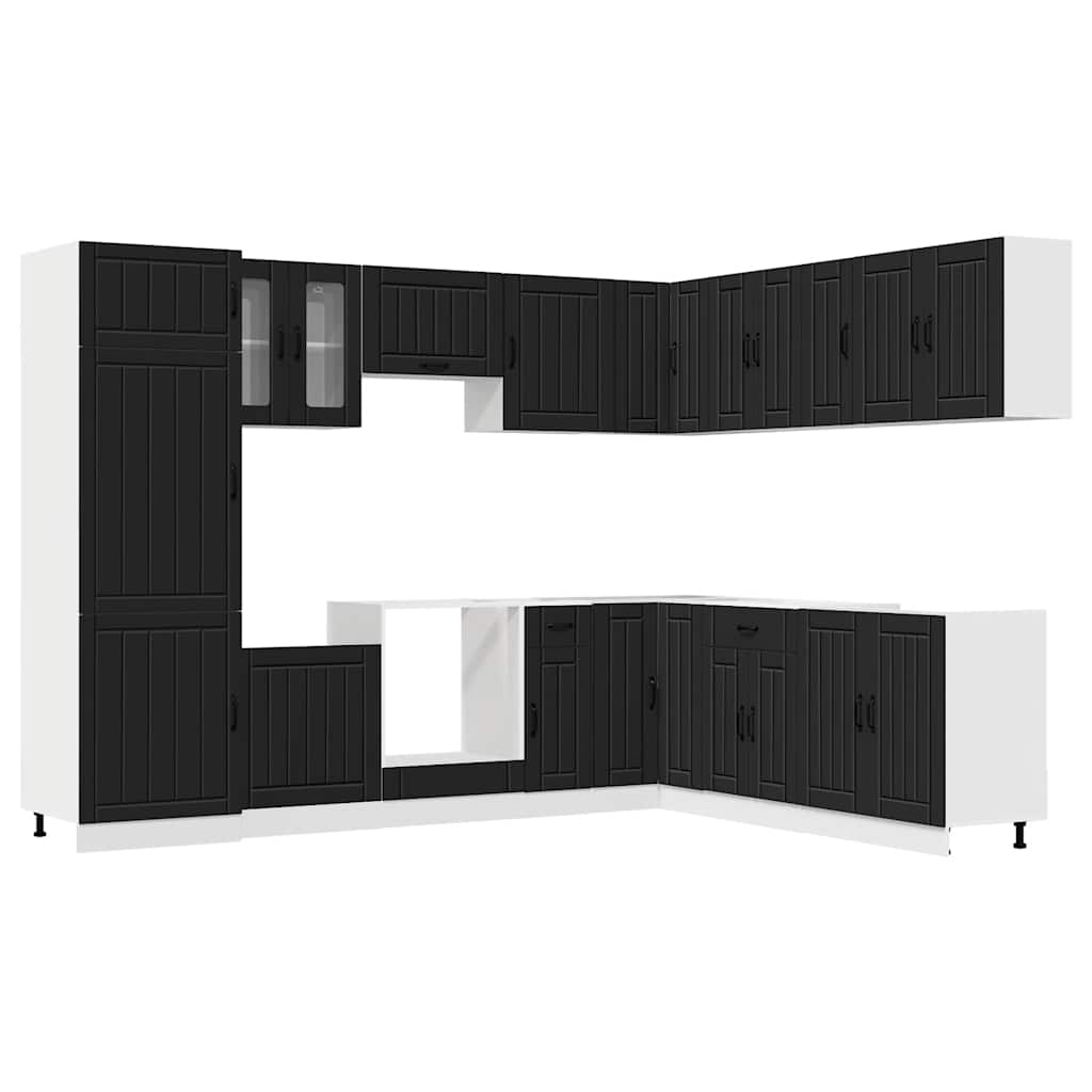 14-tlg. Küchenschrank-Set Lucca Schwarz Holzwerkstoff