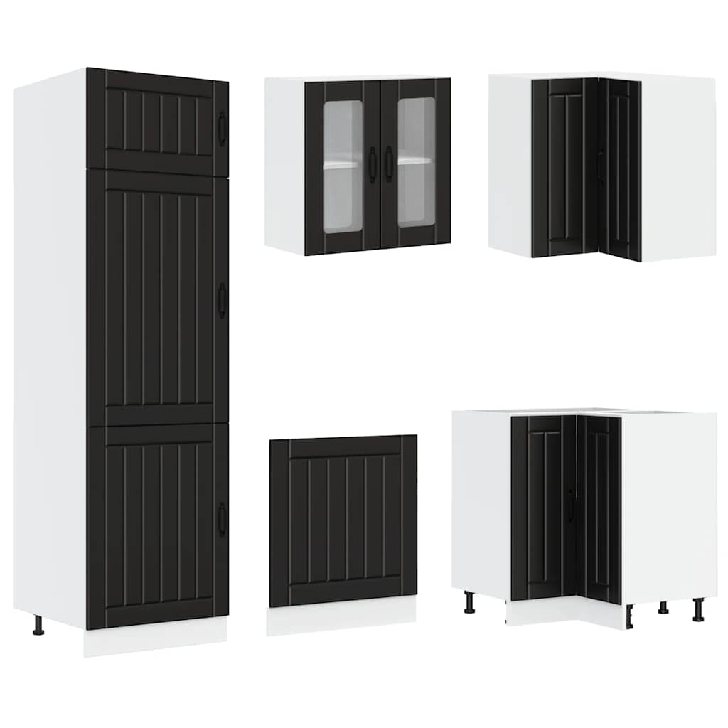 14-tlg. Küchenschrank-Set Lucca Schwarz Holzwerkstoff