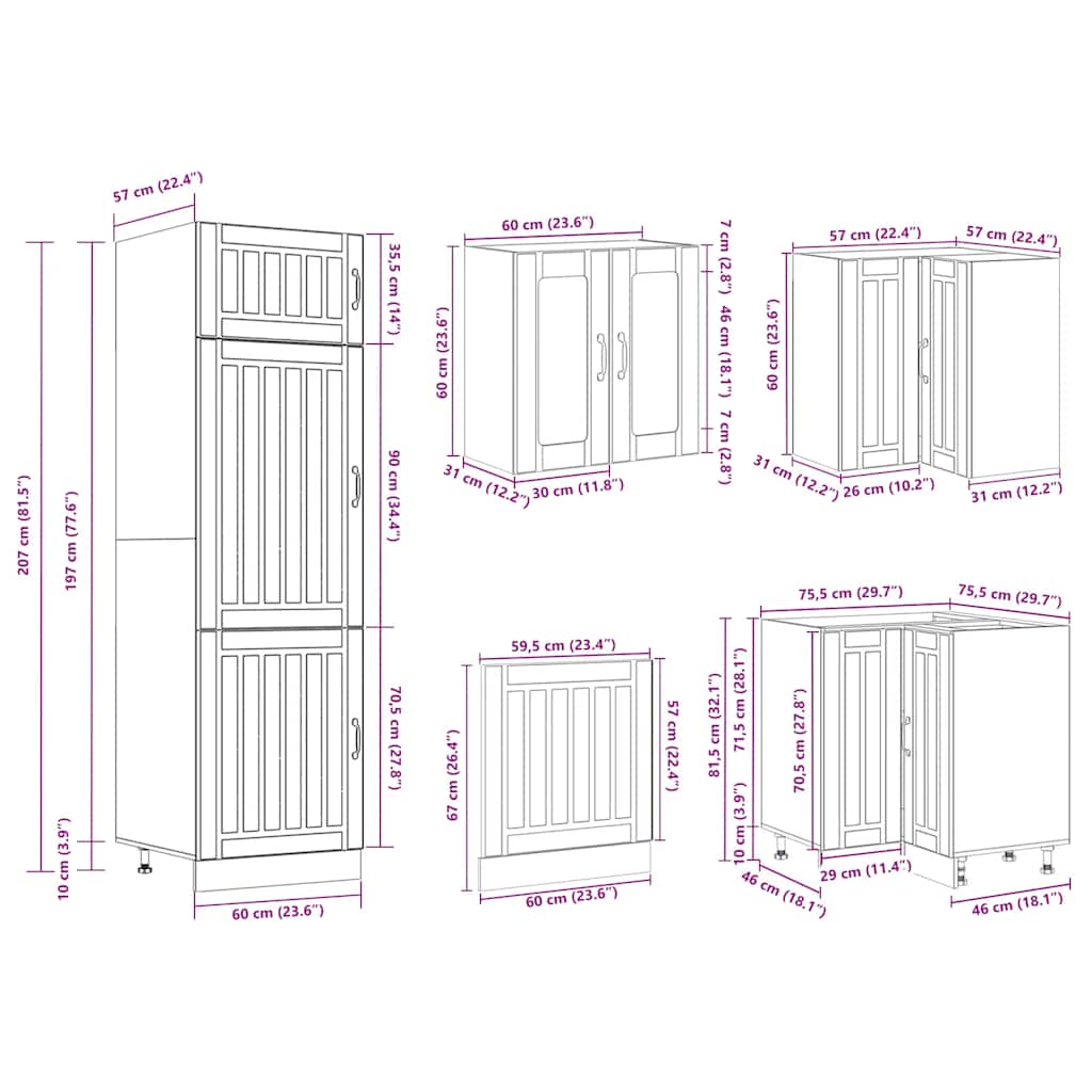 14-piece kitchen cabinet set Lucca Black wood-based panel