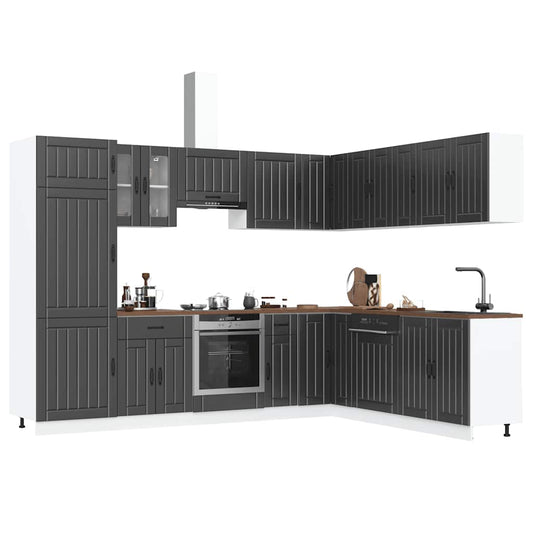 14-piece kitchen cabinet set Lucca Black wood-based panel