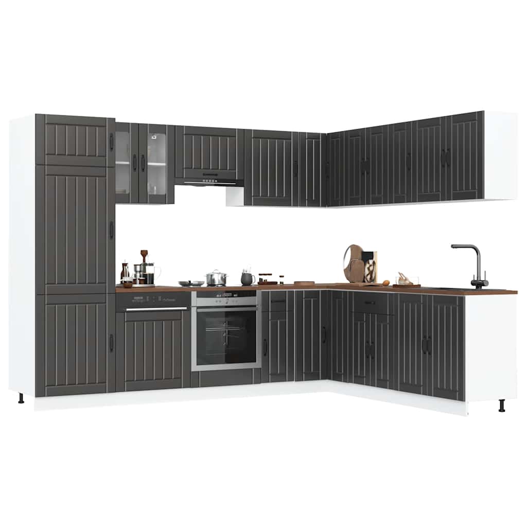 14-tlg. Küchenschrank-Set Lucca Schwarz Holzwerkstoff