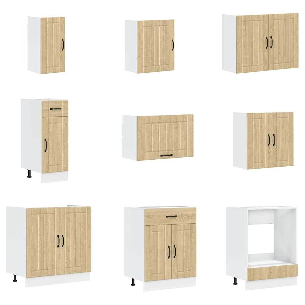 14-piece kitchen cabinet set Lucca Sonoma oak wood-based material