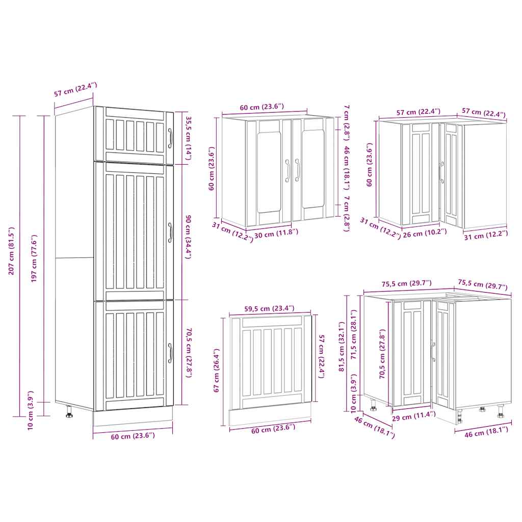 14-piece kitchen cabinet set Lucca Sonoma oak wood-based material