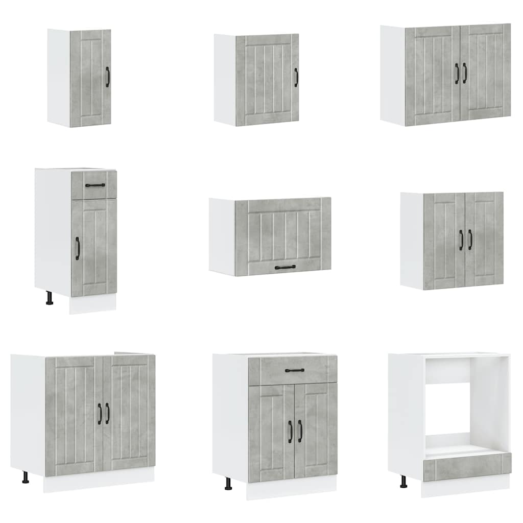 14-piece kitchen cabinet set Lucca concrete grey wood-based panel