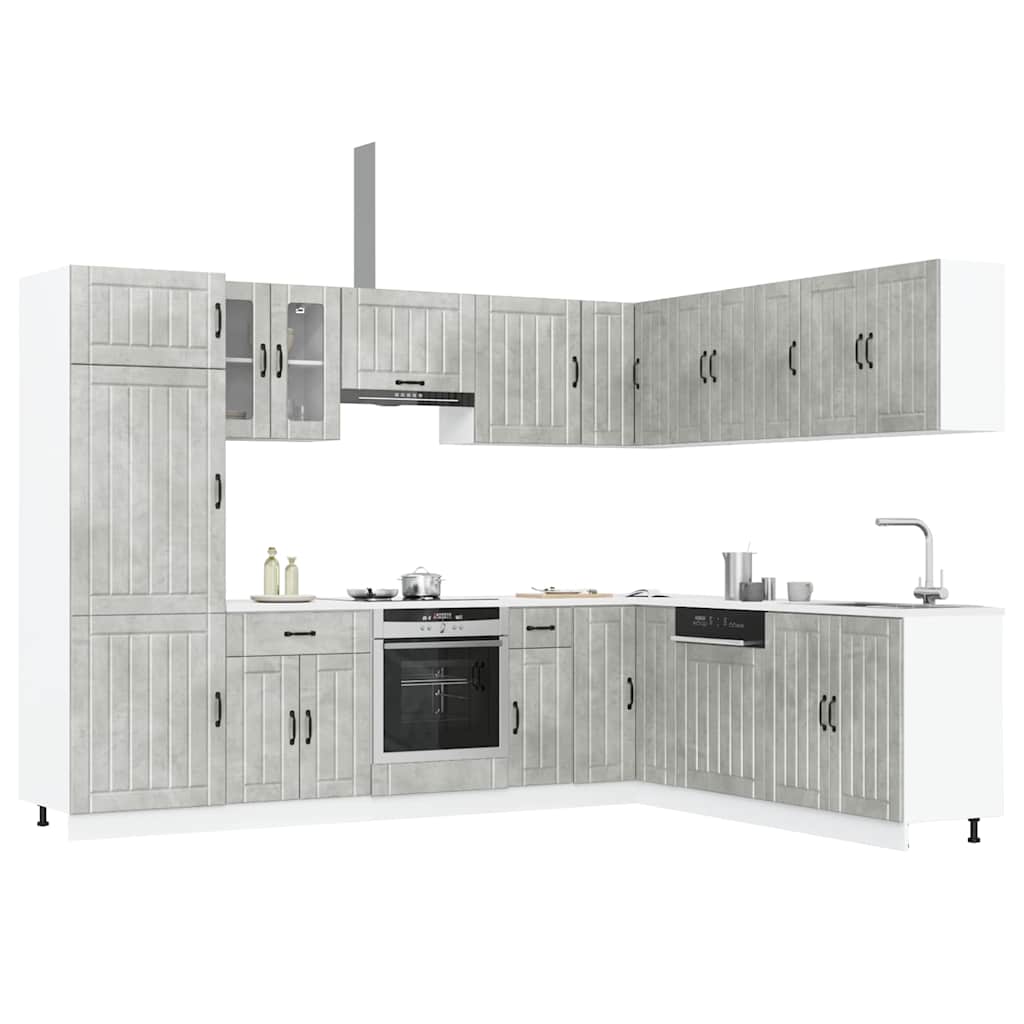 14-piece kitchen cabinet set Lucca concrete grey wood-based panel