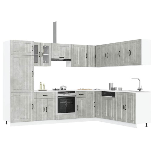 14-piece kitchen cabinet set Lucca concrete grey wood-based panel
