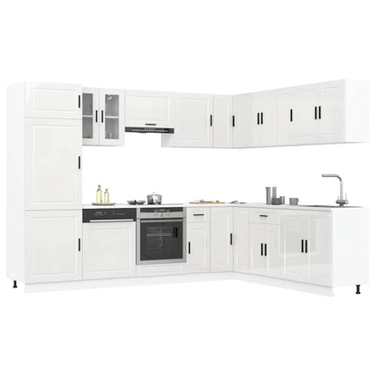 14-tlg. Küchenschrank-Set Porto Hochglanz-Weiß Holzwerkstoff