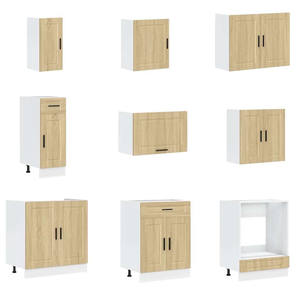 14-piece kitchen cabinet set Porto Sonoma oak wood-based material