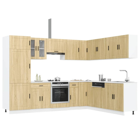 14-piece kitchen cabinet set Porto Sonoma oak wood-based material