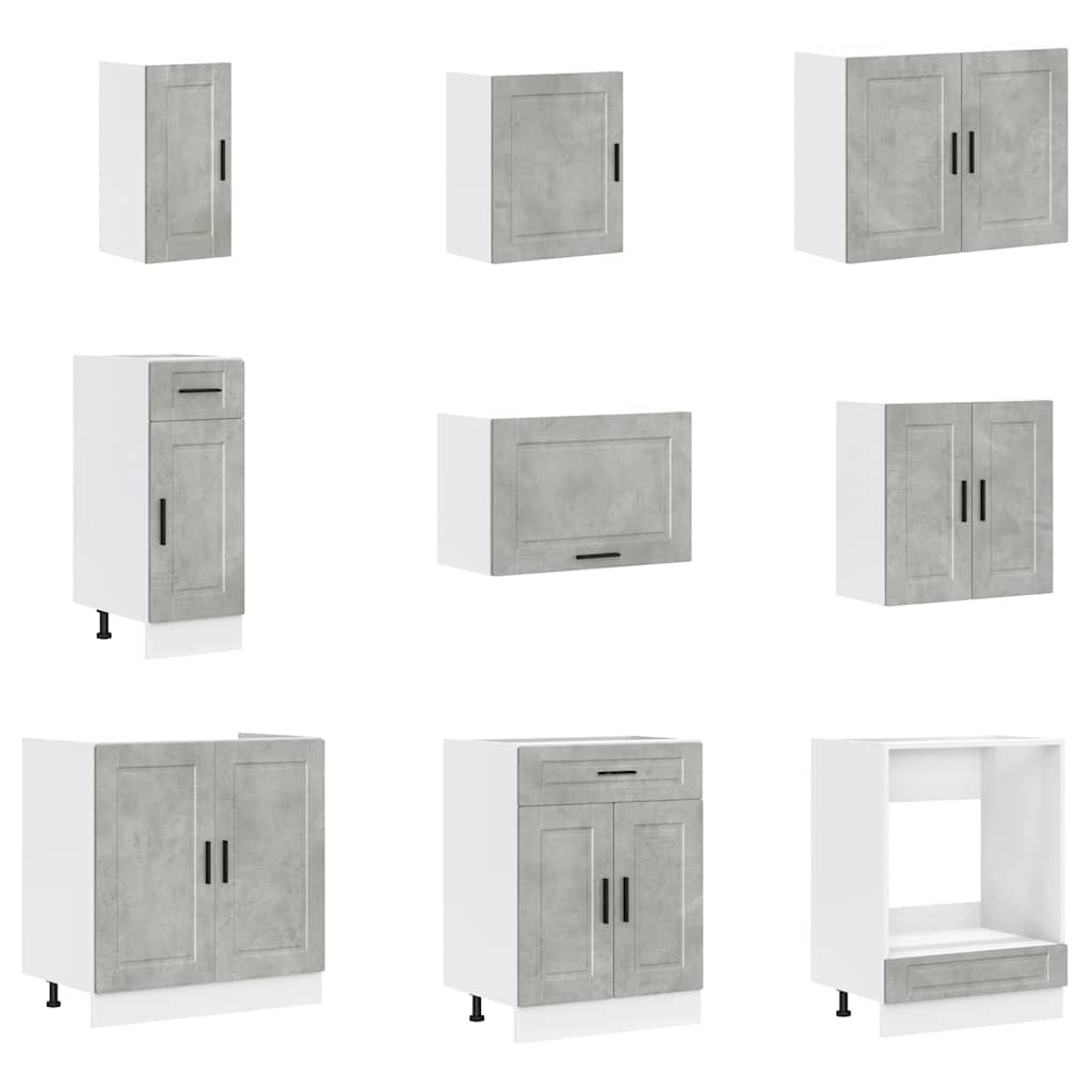 14-piece kitchen cabinet set Porto concrete grey wood-based panel