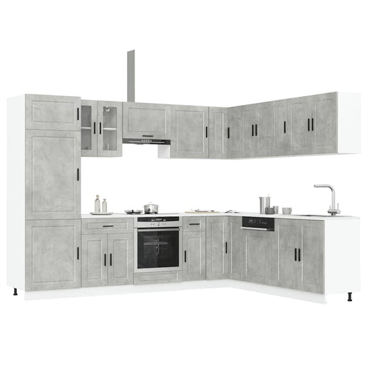 14-piece kitchen cabinet set Porto concrete grey wood-based panel