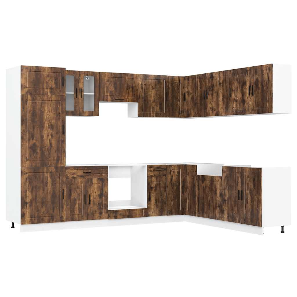 14-piece kitchen cabinet set Porto smoked oak wood material