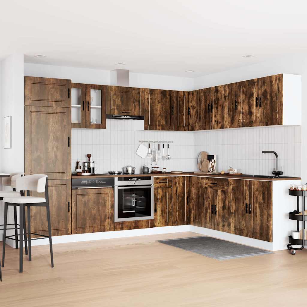 14-tlg. Küchenschrank-Set Porto Räuchereiche Holzwerkstoff