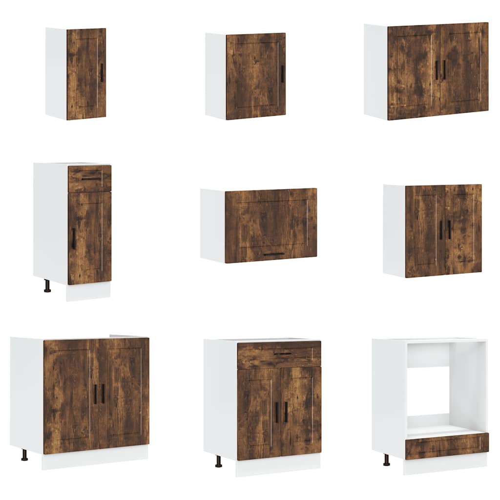14-piece kitchen cabinet set Porto smoked oak wood material