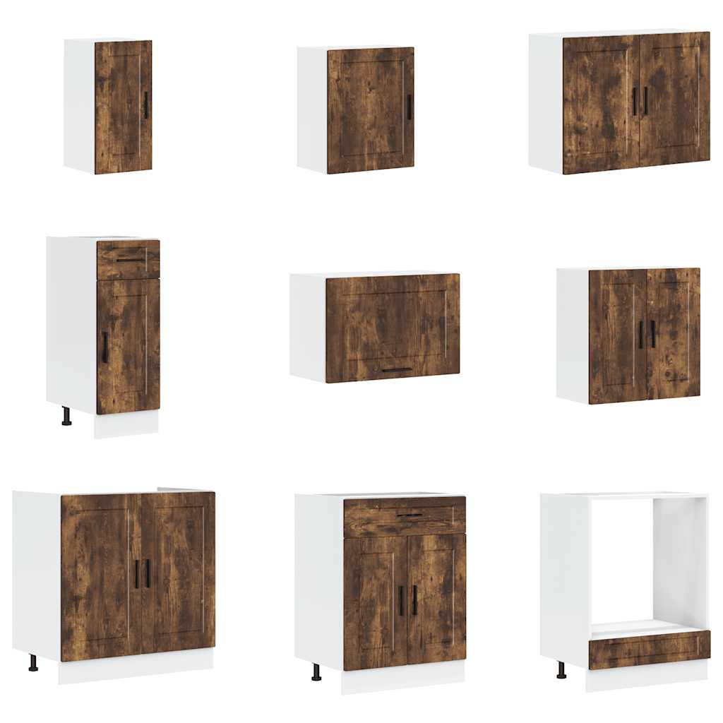 14-tlg. Küchenschrank-Set Porto Räuchereiche Holzwerkstoff