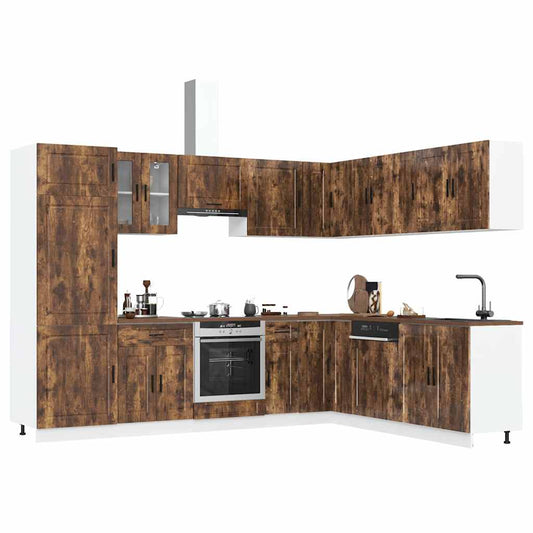14-piece kitchen cabinet set Porto smoked oak wood material