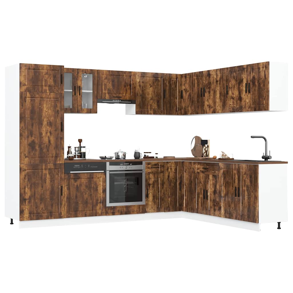 14-tlg. Küchenschrank-Set Porto Räuchereiche Holzwerkstoff