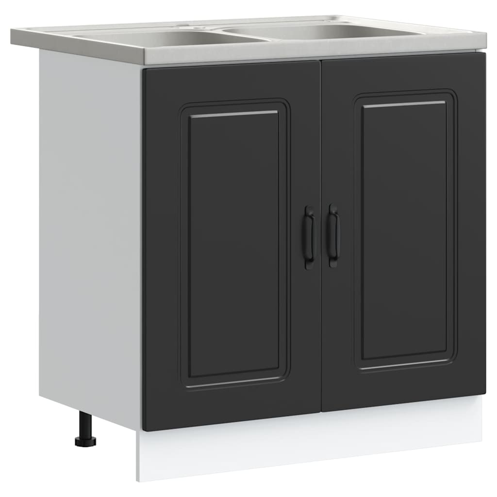 Küchenschrank Kalmar Schwarz 80 x 46 x 81.5 cm Holzwerkstoff