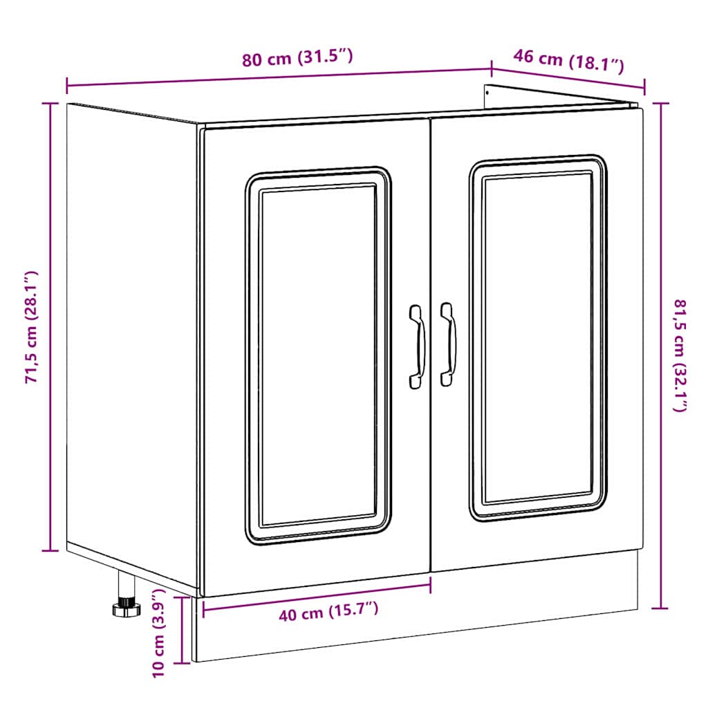 Küchenschrank Kalmar Graues Sonoma 80 x 46 x 81.5 cm