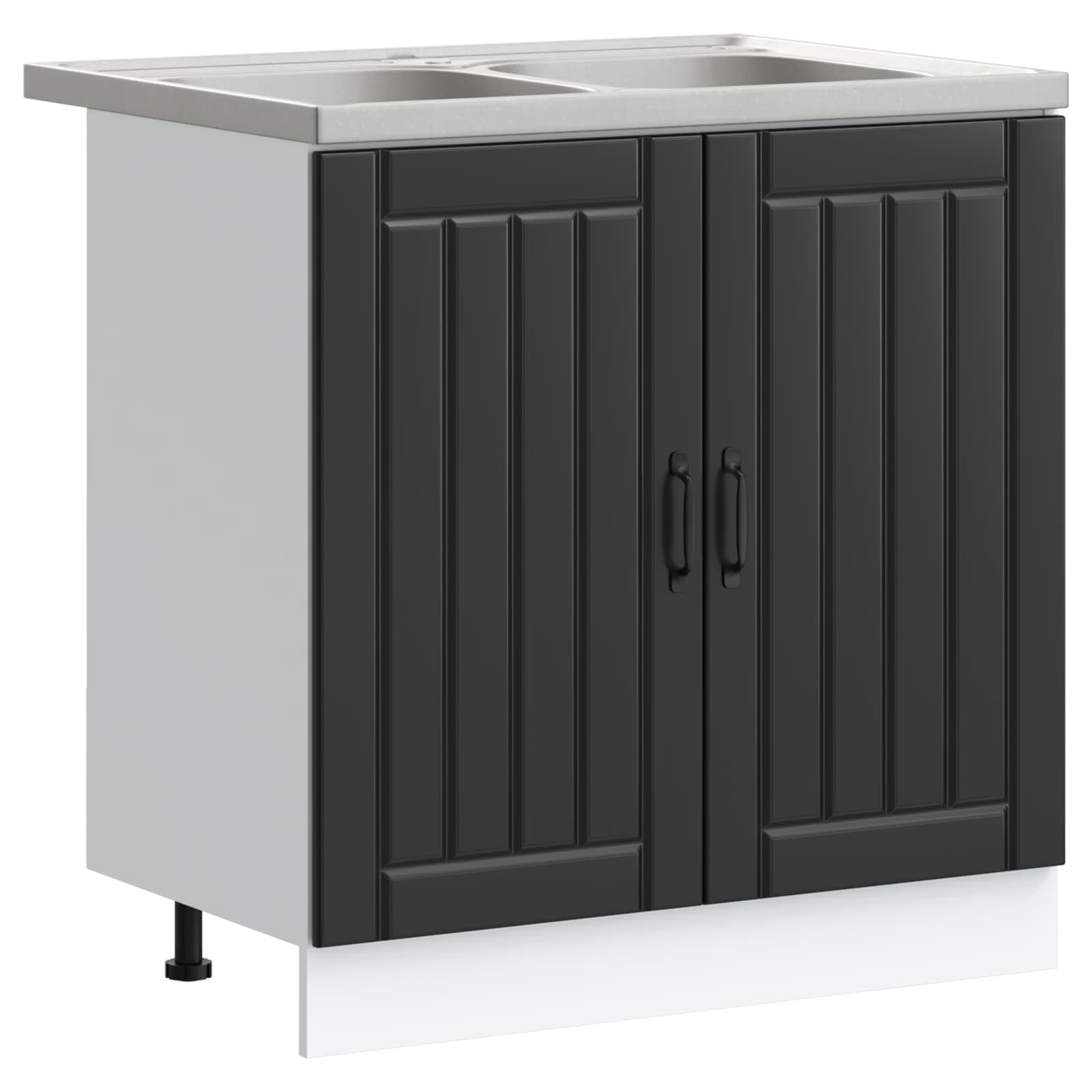 Waschbecken-Unterschrank Lucca 2 pcs Schwarz Holzwerkstoff