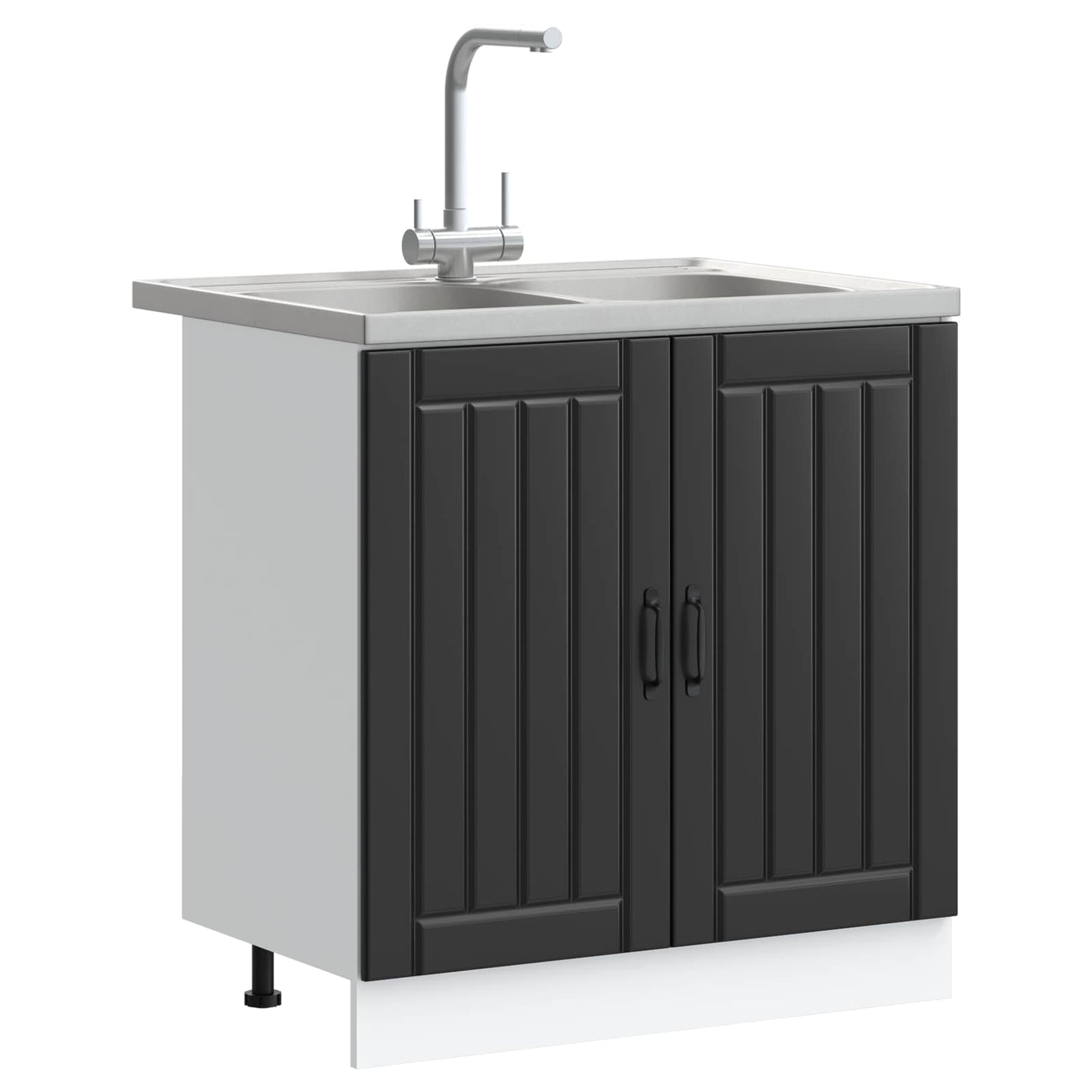 Waschbecken-Unterschrank Lucca 2 pcs Schwarz Holzwerkstoff