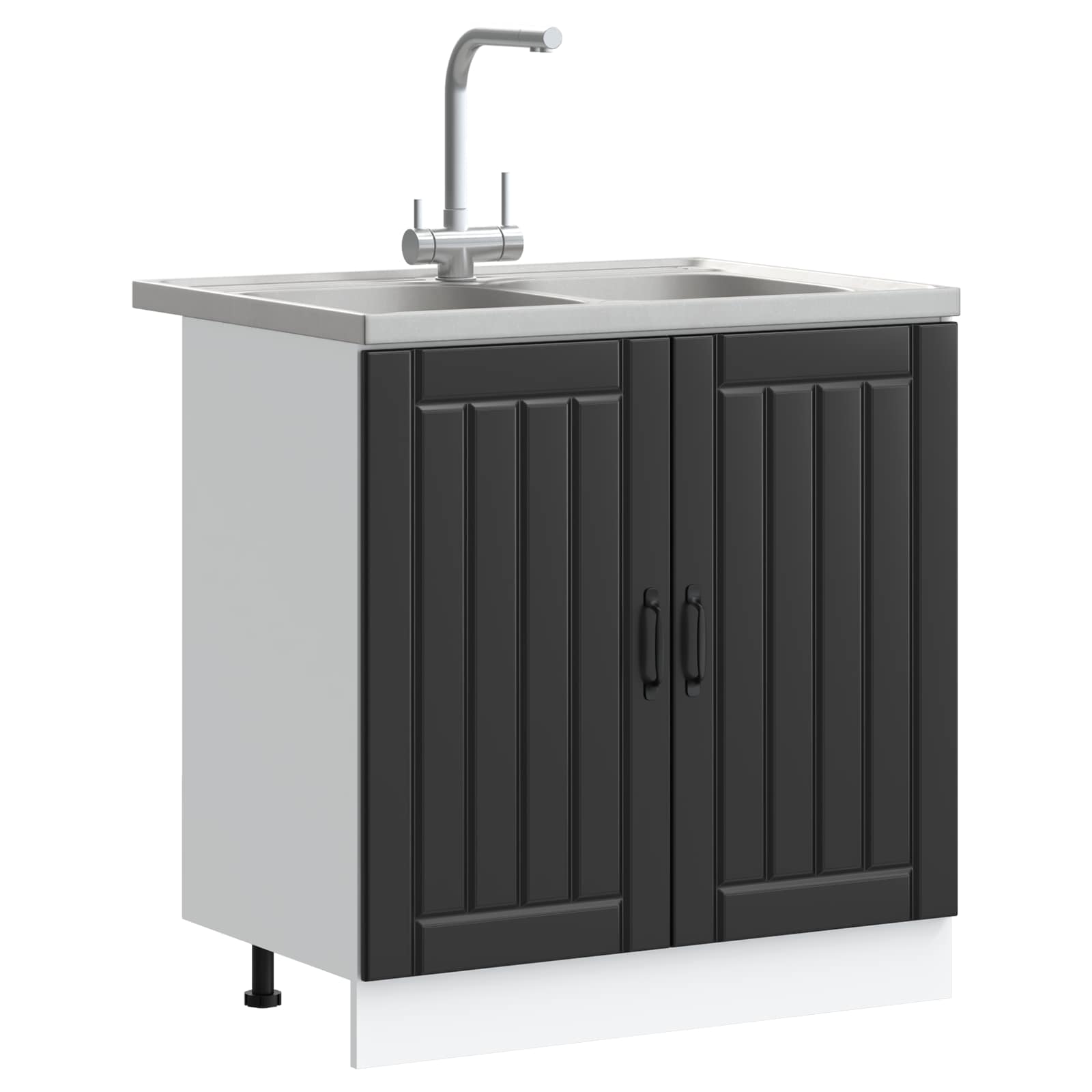 Waschbecken-Unterschrank Lucca 2 pcs Schwarz Holzwerkstoff