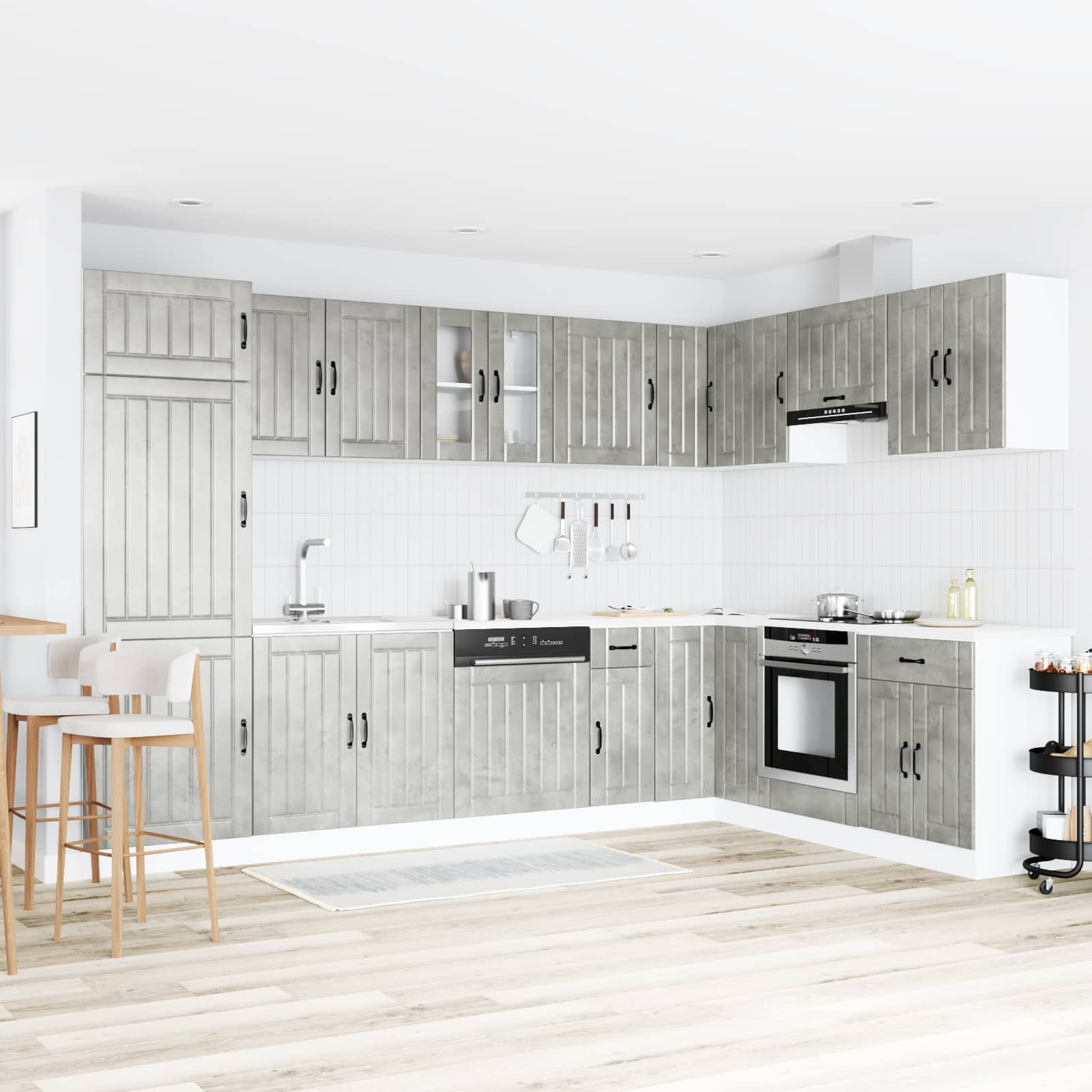 Waschbecken-Unterschrank Lucca 2 stk. Beton Grau Holzwerkstoff