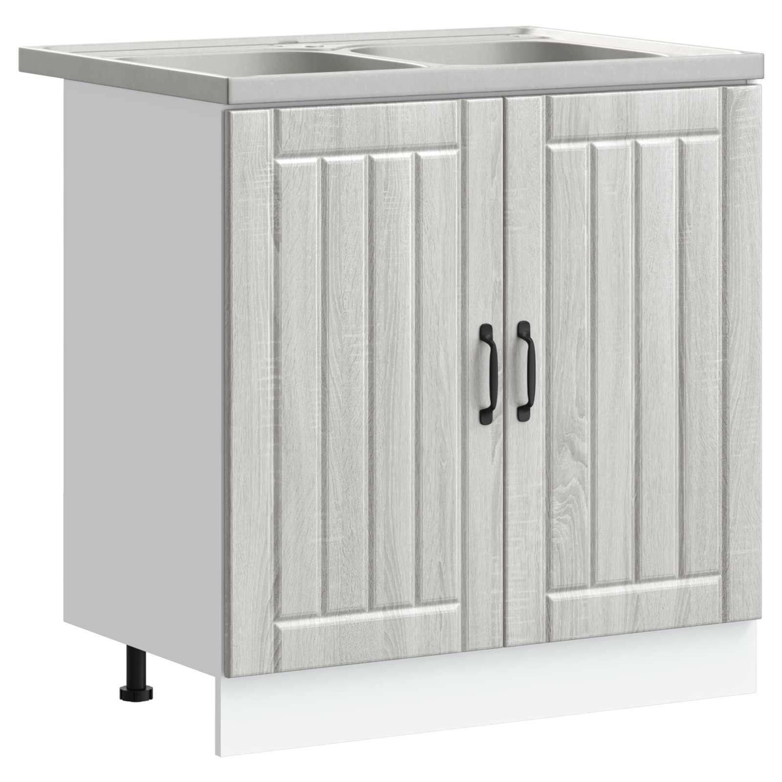 Waschbecken-Unterschrank mit Speicher Lucca 2 pcs Graues Sonoma