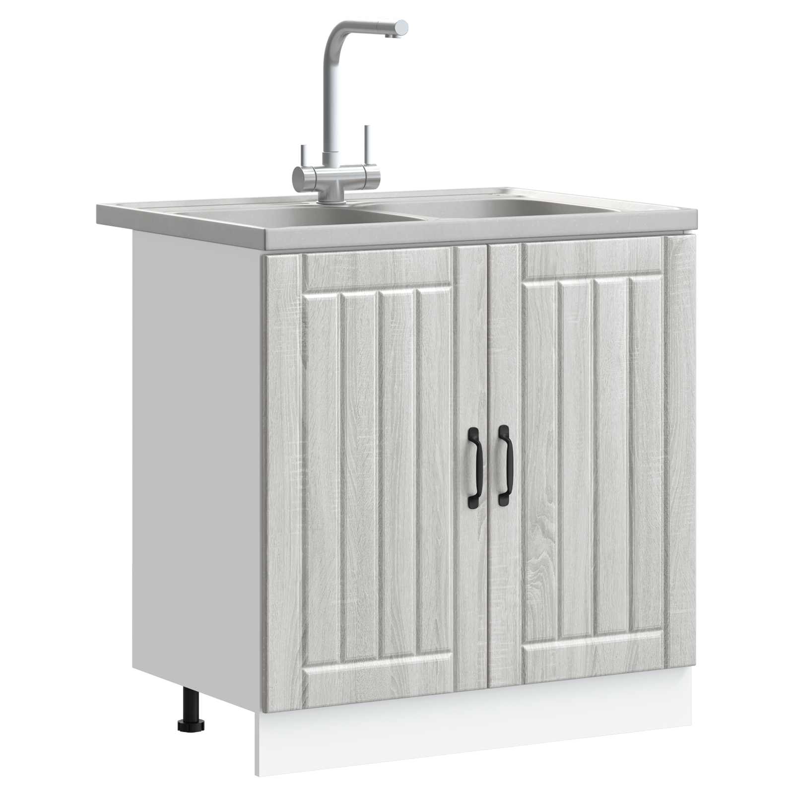 Waschbecken-Unterschrank mit Speicher Lucca 2 pcs Graues Sonoma
