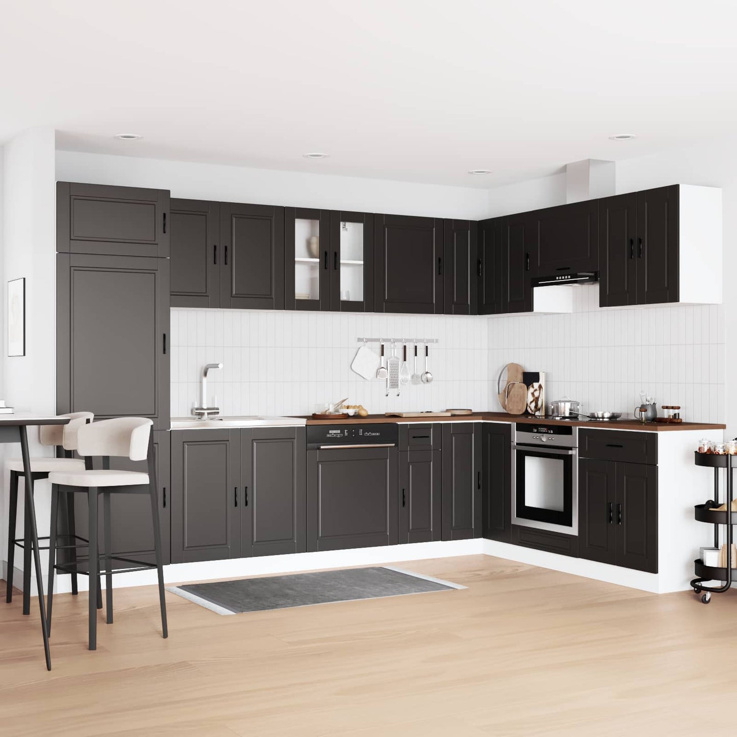 Waschbecken-Unterschrank Porto 2 stk. Schwarz 80 x 46 x 81.5 cm