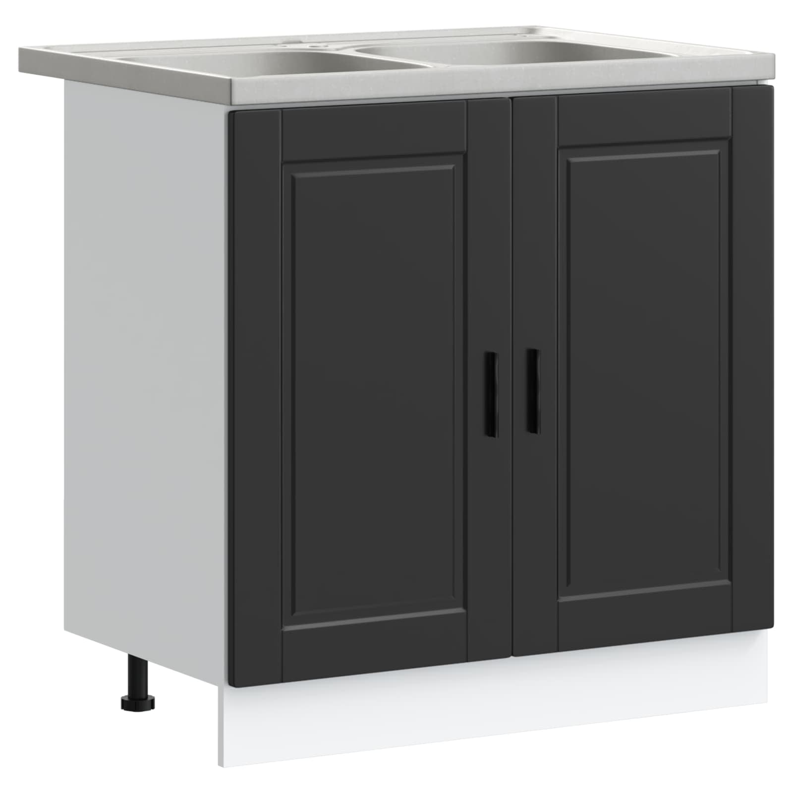 Waschbecken-Unterschrank Porto 2 stk. Schwarz 80 x 46 x 81.5 cm