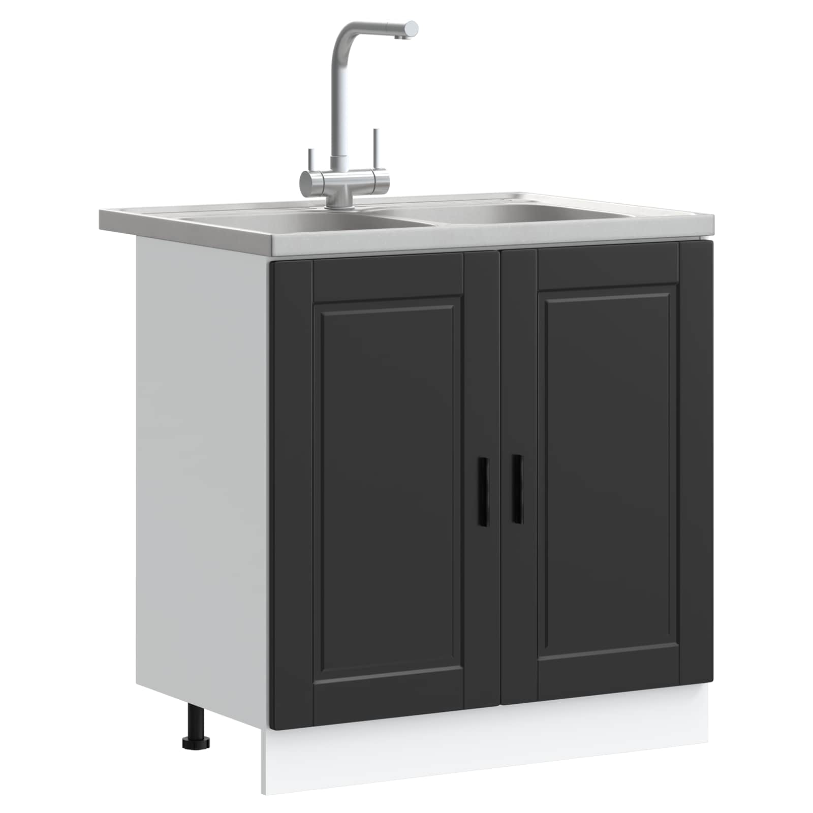 Waschbecken-Unterschrank Porto 2 stk. Schwarz 80 x 46 x 81.5 cm