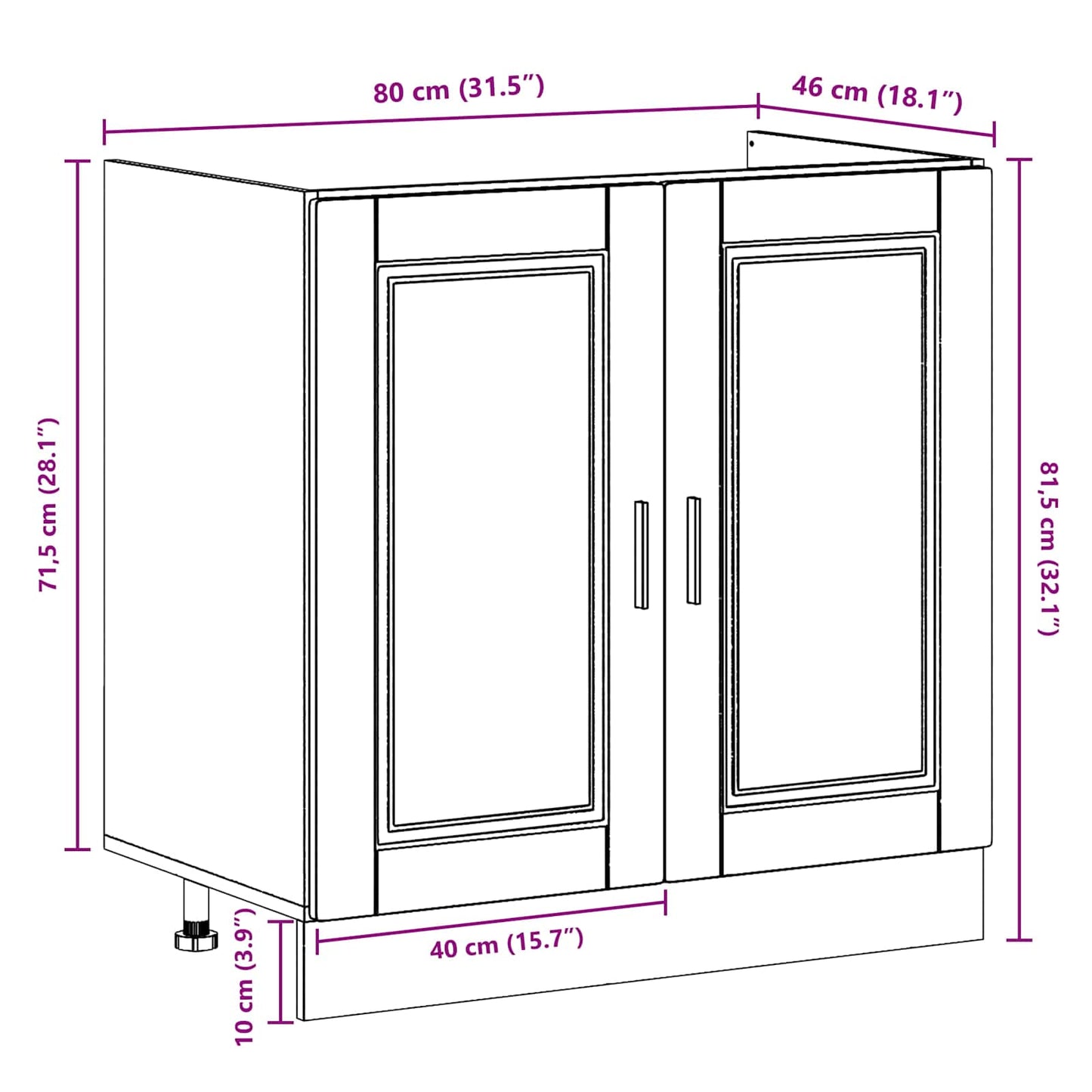 Waschbecken-Unterschrank Porto 2 stk. Schwarz 80 x 46 x 81.5 cm